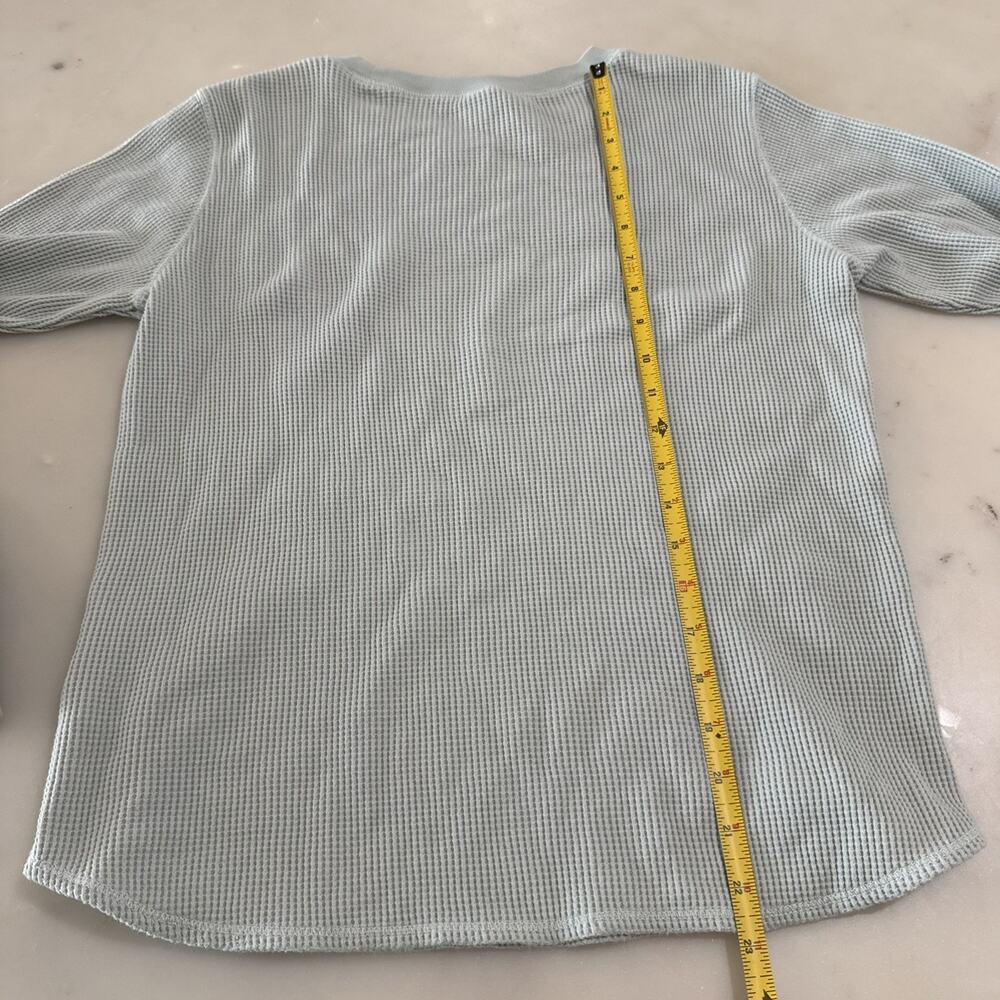 Uniqlo Waffle Knit Thermal Long Sleeve Shirt Women’s L Sage Green Crew Neck - Picture 8 of 9